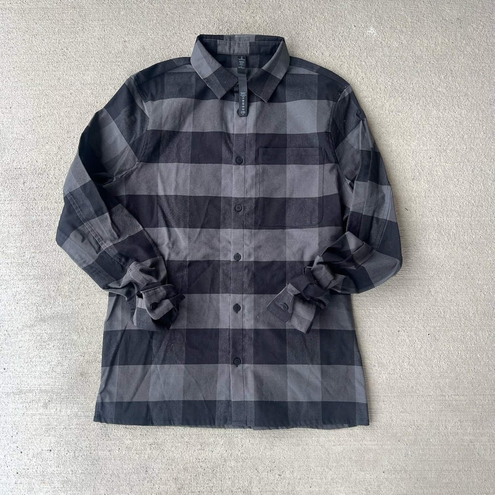 Lululemon Men's Masons Peak Flannel Shirt Black Plaid Button Up Size M